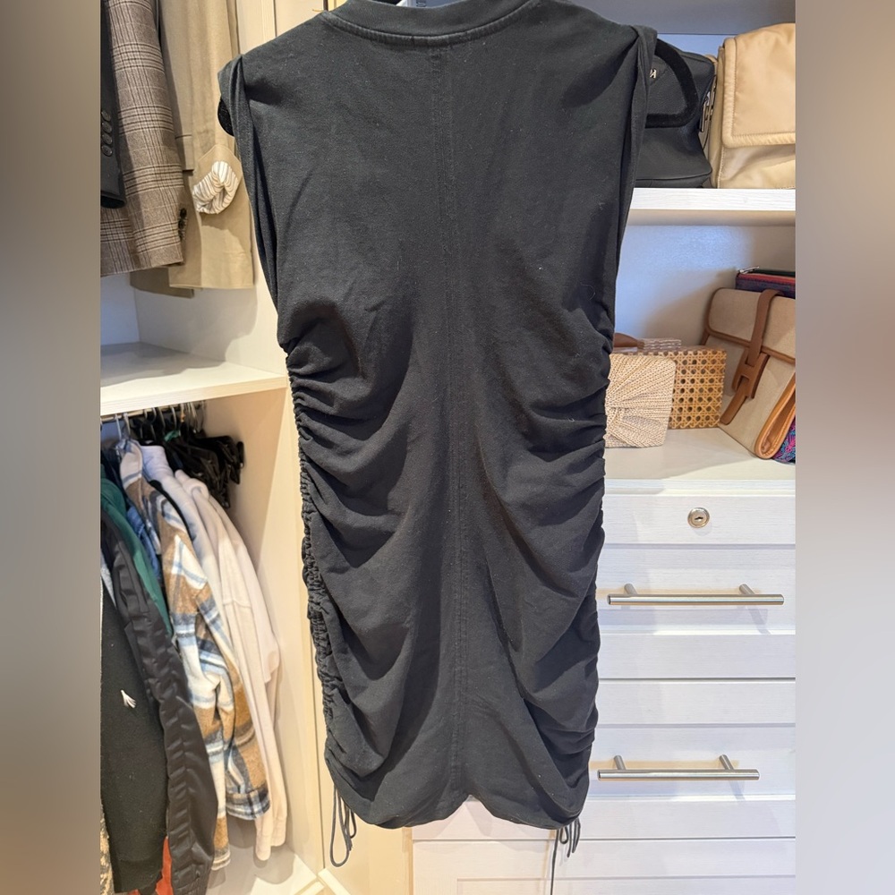Chic Black Ruched Mini Dress - Picture 3 of 3